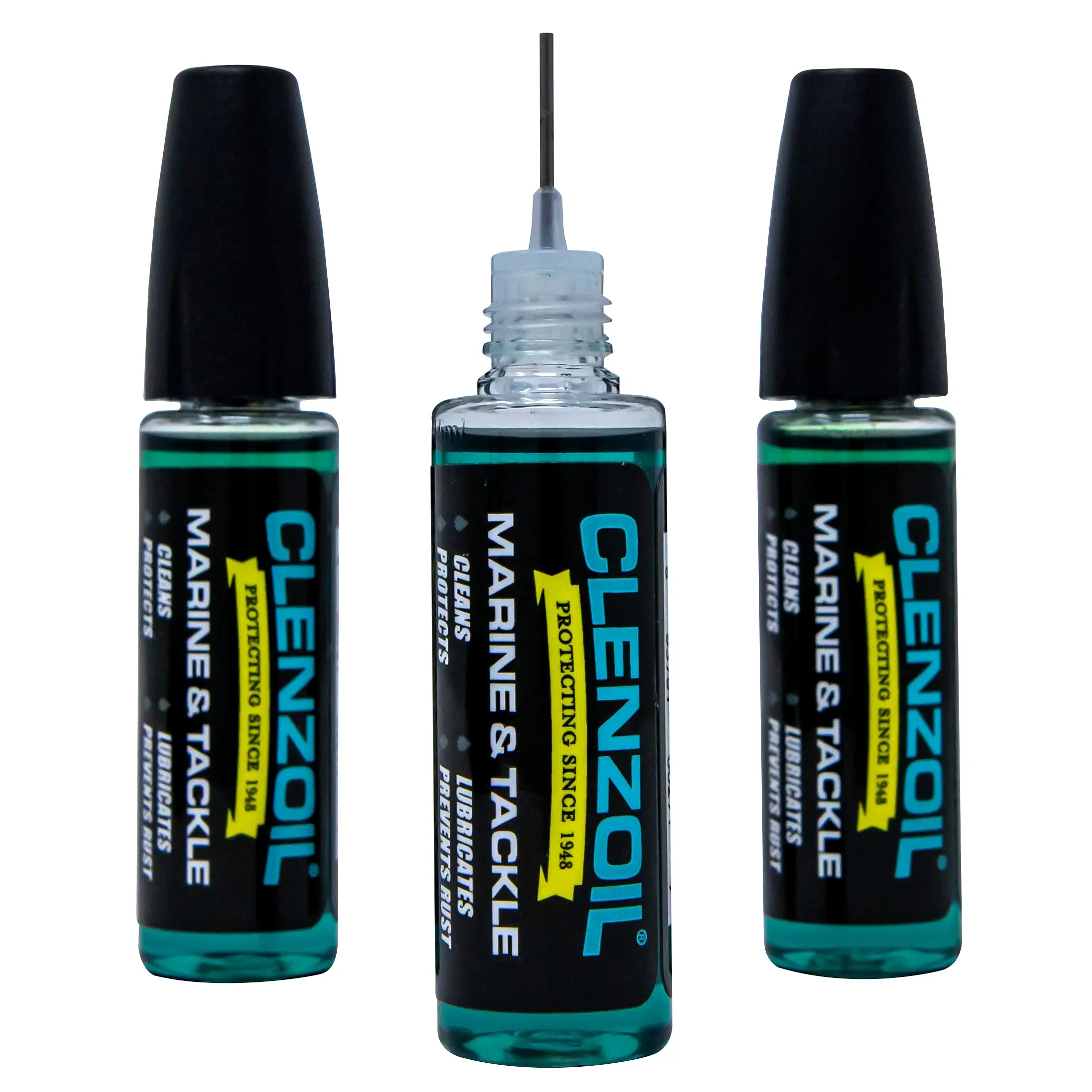 Clenzoil Oil-Based Cleaner Fishing Oil - 0.5 Oz Needle Oiler (3 Pack) for Reels, Boat Motors, Trailers, Pulleys, Winches, Reel Care, Needle Tip, Rust Proof, All-American & Veteran Owned, Boating