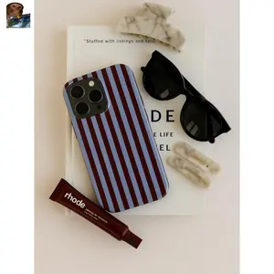 MagSafe iPhone Case Midnight Lines Burgundy & Lilac Striped Phone Case Polycarbonate TPU Impact Resistant For iphone 17 pro case iphone 16 pro max case 15 14 13 12 11 cute pretty phone cases, PC & TPU Hybrid Shockproof phone case