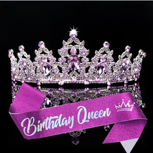 2-piece Baroque-style Queen Crown and Sash Set - Designed for women and mothers, suitable as a photo prop for birthday celebrations, Christmas, New Year, Valentine's Day, and party events