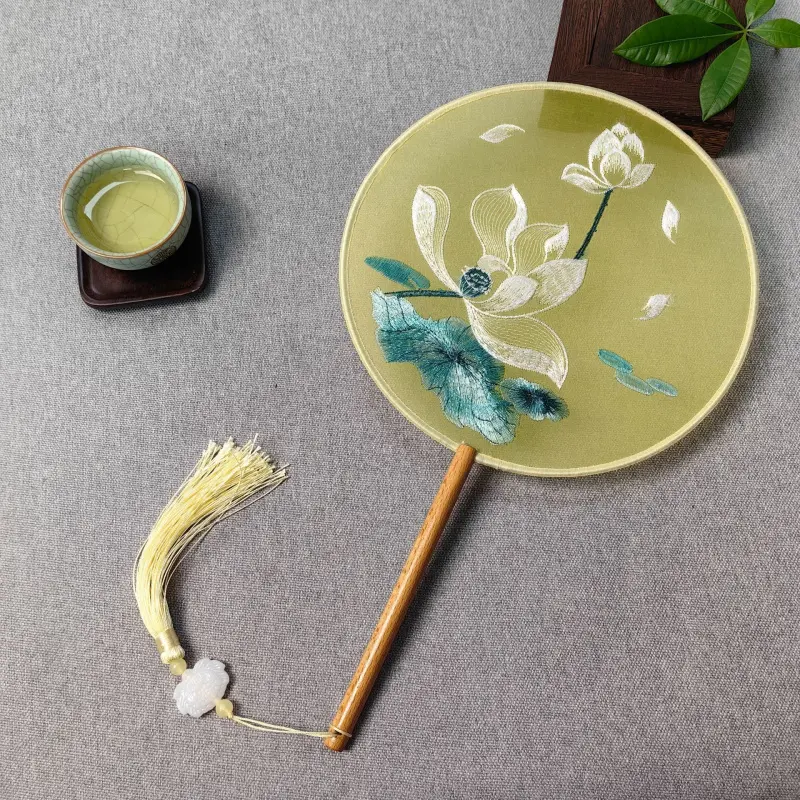 New popular Su embroidery antique-style round fan, double-sided embroidered round fan New popular Su embroidery antique-style round fan, double-sided embroidered round fan