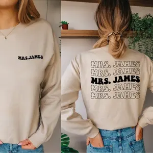 Personalized Mrs Sweatshirt, Custom Bride Shirt, Custom Mrs Shirt, Honeymoon Shirt, Bachelorette Party Gift, Wife Shirt, Custom Last Name Shirt