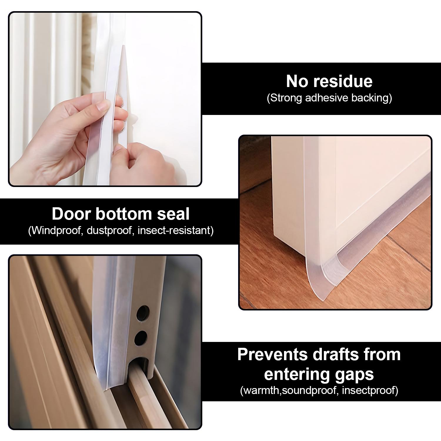 16.4Ft Door Weather Stripping,(1.38in Width) Weather Stripping Door Draft Stopper Adhesive Seal Strip Anti Draft Insulation Tape for Doors Windows and Shower Doors