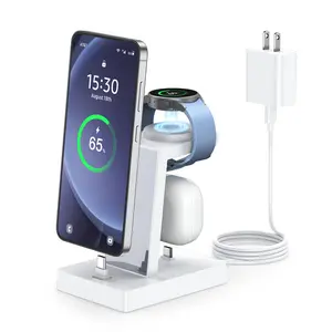 NANAMI Wireless Charging Station, 3 in 1 Fast Desk Charging Station,Wireless Charger Stand for iPhone 15/14/13/12/11 ProMax/X/Xs Max/8/8 Plus, AirPods 3/2/pro, iWatch Series918/716/5/SE14/312