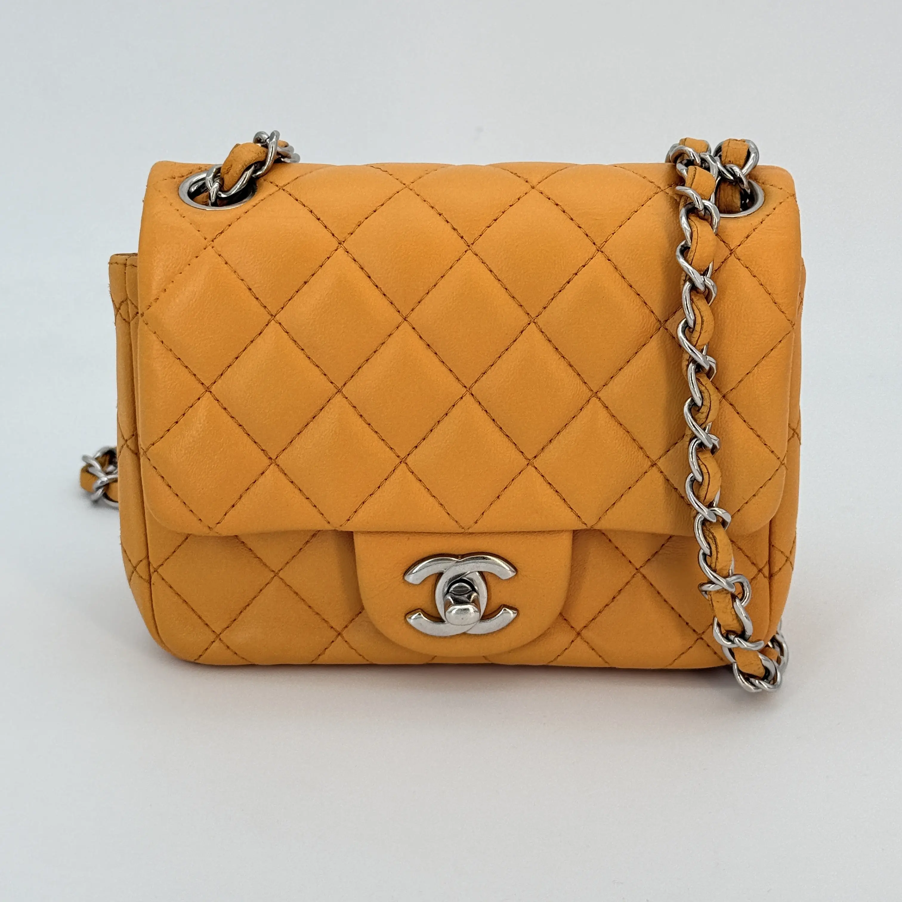 Pre-owned CHANEL lambskin Crossbody Bags Yellow Flap Crossbody Bag