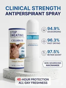 CELLOVER Deodorant Antiperspirant Spray - 48Hr Sweat & Odor Control - No Baking Soda Parabens or Phthalates - 1.76 oz - Unisex