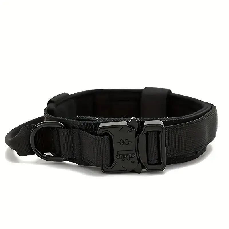 Tactical Dog Collar Adjustable Military Training Nylon Collar with Control Handle and Buckle Suitable for Medium Large Dogs Adjustable Collars