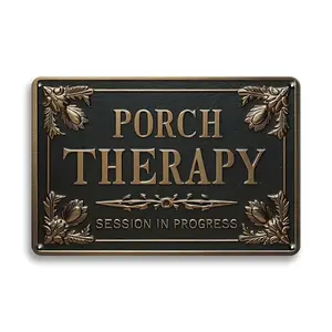 Vintage Porch Therapy Metal Tin Sign, 1 Count Country Farmhouse Decor, Wall Art for Home and Yard, Universal Decoration for All Seasons, Home Office Decoration