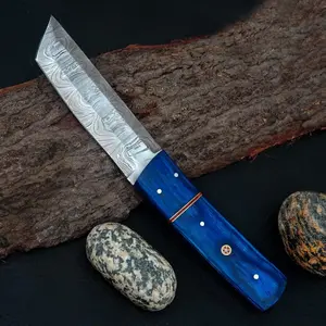 Handmade Damascus Steel Knife With Sheath Blade Pure Rosewood Handle