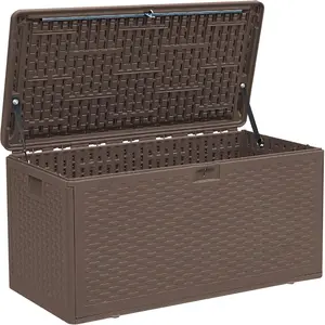 73-Gal Lockable Resin Deck Storage Bench - Waterproof, UV-Resistant Outdoor Storage for Patio Cushions, Garden Tools, Pool Accessories