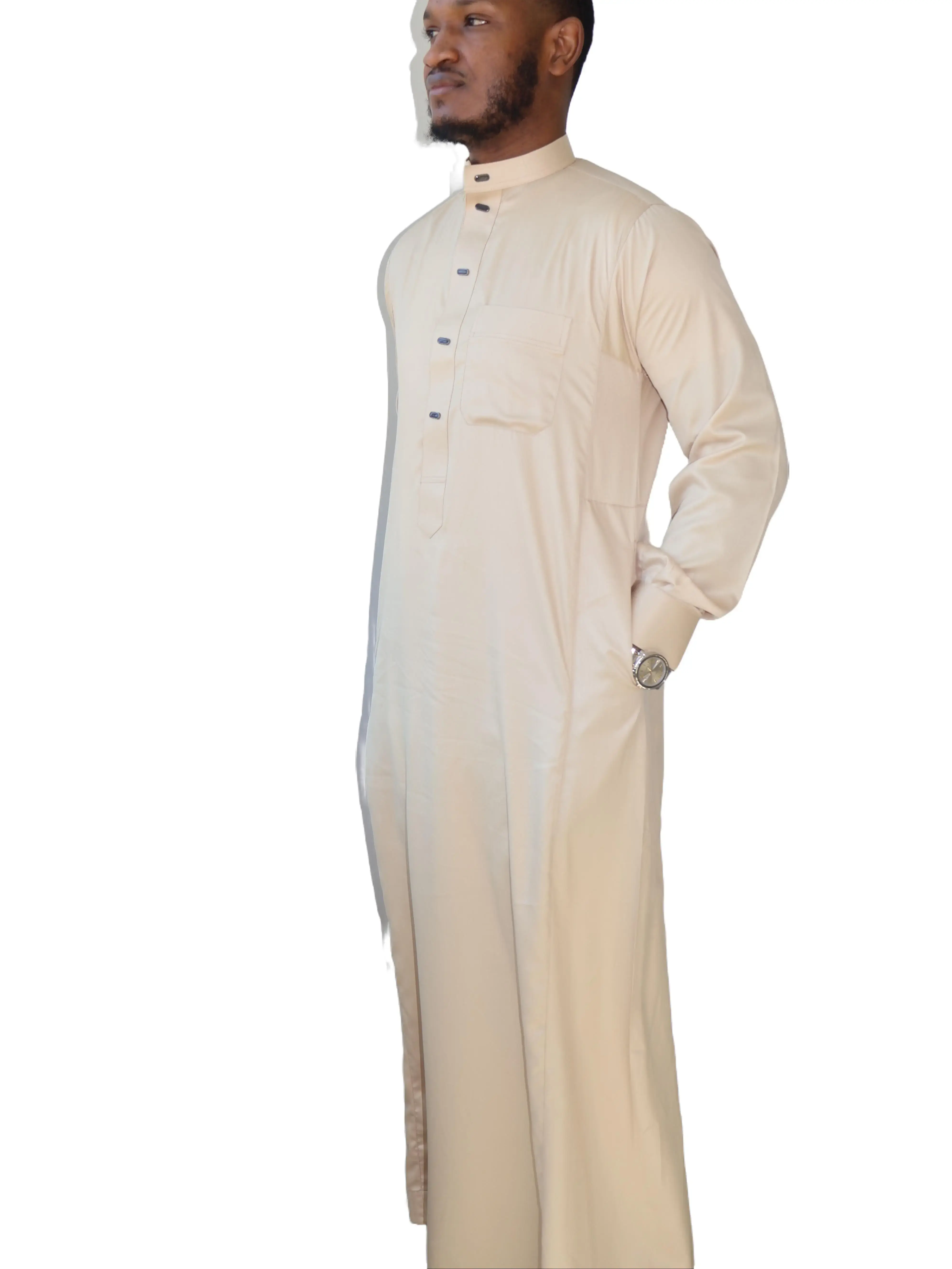 Al-Aseel Men’s Saudi Thobe- Modern Traditional Arabic Robe Casual