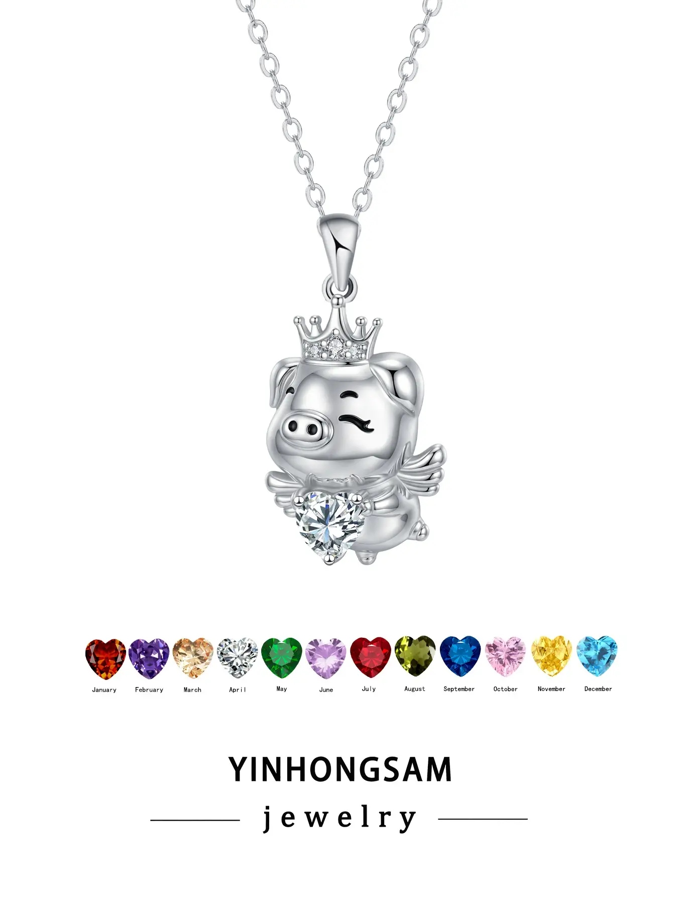 Women's Crown Pig Pendant Necklace, Elegant Low Allergy Jewelry, Mother's Day Gift with Box, Perfect Present for Mom