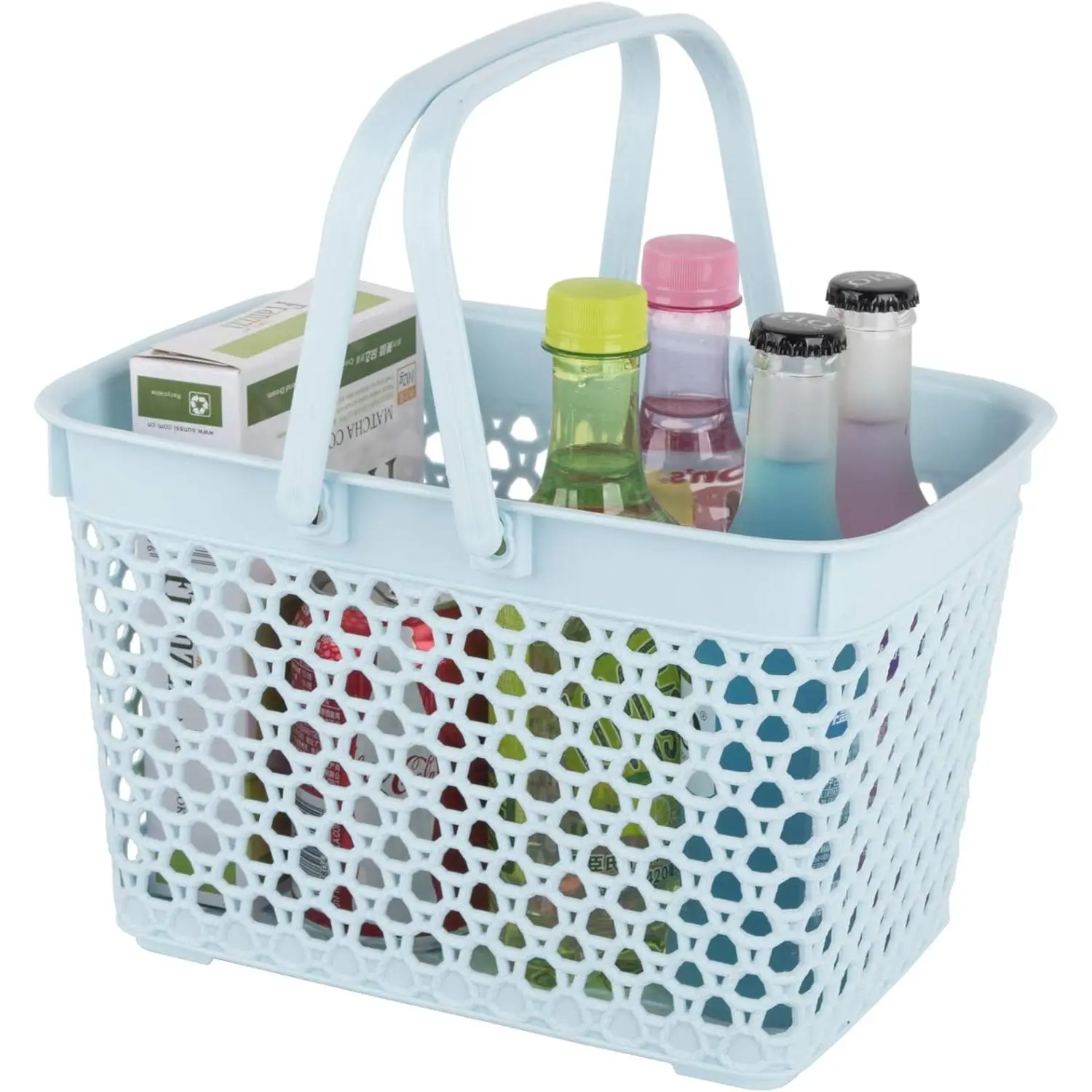 P-SBB021    Portable Shower Caddy Basket Plastic Cleaning Tote with Handles Large Storage Organizer Bin for Bathroom, College Dorm, Pantry, Kitchen, Blue Cabinet Gift
