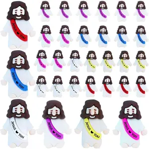 Household daily necessities 32 Pcs Little Jesus Figures –Rubber Mini Jesus Figurines in Bulk Christian Doll Tiny Baby Jesus Loves You Figures for Hide and Seek Easter Egg Fillers Egg Hunt Religious Party Favors(6 Color* 32)
