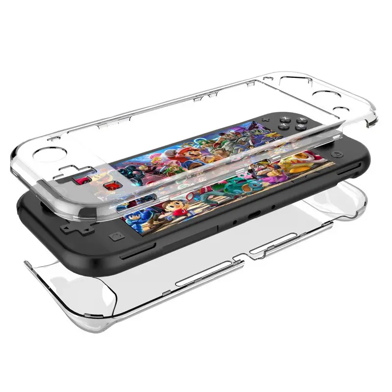 Switch Lite Handheld PC Material Crystal Case with Snaps On, Clear Visibility, Full Coverage Protection Cover, Ns Top & Bottom Protective Shell, Durable Design for Nintendo Switch Console Accessories, Game Console Accessories