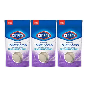 Clorox Foaming White Toilet Tab Lavender Clean Toilet Bowl Cleaner 5-Count (3-Pack) - Household