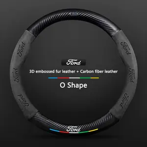 Ford Mondeo Focus Raptor Puma Edge Explorer Ecosport Ranger F150 Kuga Car Suede Carbon Fiber Anti-Slip Steering Wheel Cover