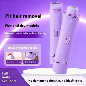 OASISI Bikini Trimmer for Women Electric Shaver & Razor Rechargeable 2-in-1 Body Facial Epilator Dual Heads Painless Trimming IPX7 Waterproof Christmas New Year Gift - Delphinium Blue