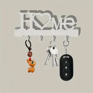 Heart Shaped Key Holder Rack, No Drilling Installation, Space-Saving Entryway Decor, Durable Plastic Material, Love Theme Decoration
