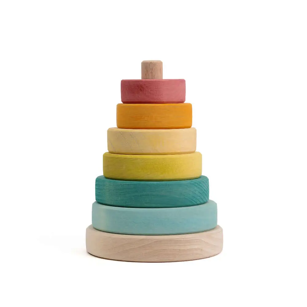 Suki Stacking Tower - Eco-Friendly Wooden Toy for Toddlers, Vibrant Primary Colors, Enhances Coordination & Creativity, Safe & Sustainable Play, Ideal Gift for Birthdays & Holidays