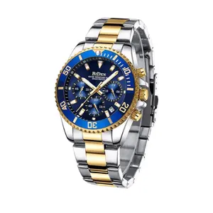 BIDEN Mens Watches Chronograph Stainless Steel Waterproof Date Analog Quartz Watch Business Wrist Watches for Men