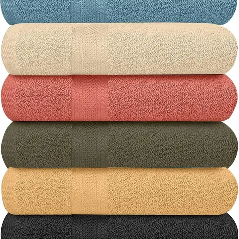 100% Cotton Bath Towels – 27x54 inch, 6-Pack – Lightweight, Quick-Drying, Budget-Friendly Everyday Shower Towels for Bathroom, Spa, Pool & Gym, (Multi Color)