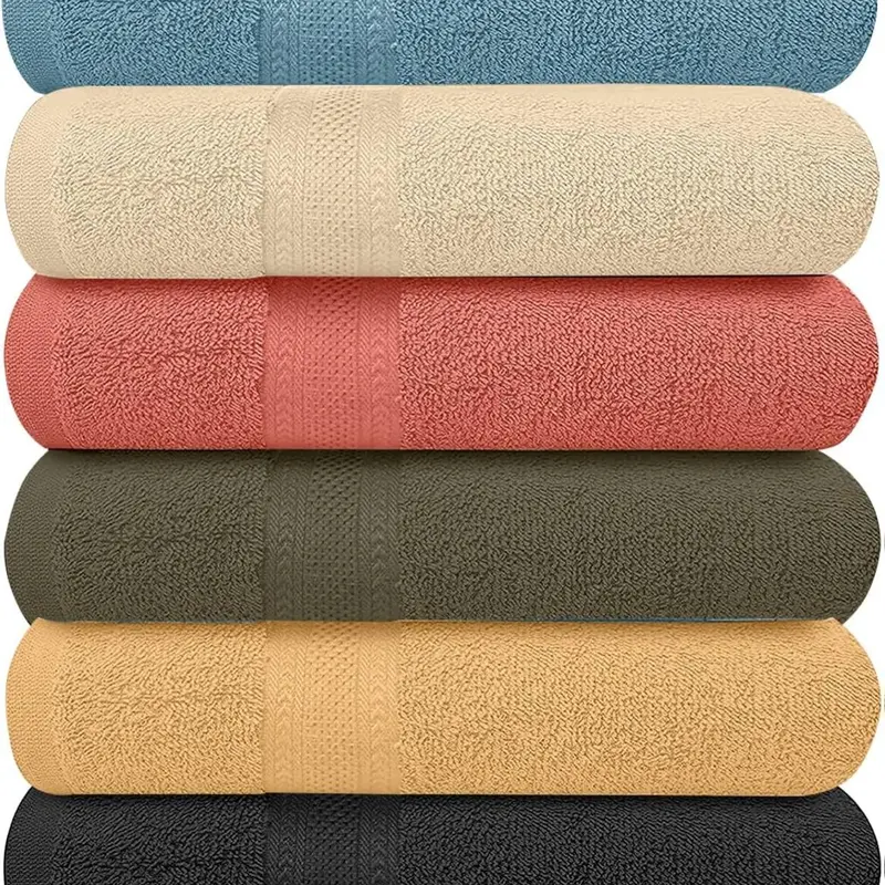 100% Cotton Bath Towels – 27x54 inch, 6-Pack – Lightweight, Quick-Drying, Budget-Friendly Everyday Shower Towels for Bathroom, Spa, Pool & Gym, (Multi Color)