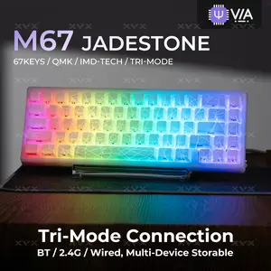 XVX M67 Tri-Mode Mechanical Keyboard With Spider Web IMD-Tech Keycaps, QMK/VIA  Gasket, RGB Hot Swappable, bluetooth