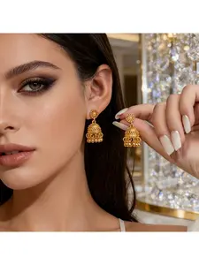 Exquisite and uniquely designed metal bell earrings with carved tassels, Fashion Dangle Earrings, Ear Accessories, suitable for all seasons. Luxurious, elegant, and stylish earrings. A must-have accessory for women, perfect for everyday wear