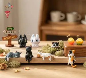 Cute Car Decor Mini Desktop Ornament Set  Resin Cute Cartoon Style for Home Office Car Display Decorations