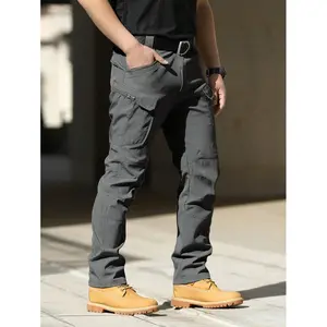 Men's Hiking Pants, Windproof Waterproof Multi-Pocket Tactical Cargo Pants (No Belt)