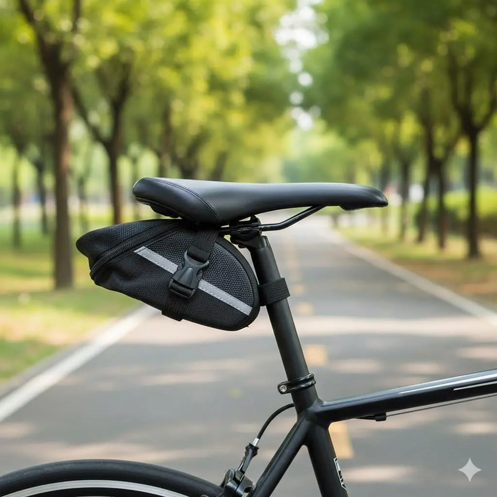 Waterproof Shockproof Bike Saddle Bag, Large Capacity Mountain Bicycle Seatpost Mount Storage Bag, Reflective Durable Cycling Accessory for Outdoor Sports Travel, Anti-Vibration Water-Resistant Seat Pack