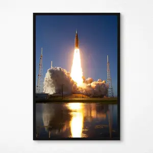 Artemis II Launch Poster, NASA Moon Mission Print, Rocket Liftoff Wall Art