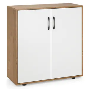 COSTWAY - Coffee Bar Cabinet with 5-Position Adjustable Shelf for Living Room Dining Room-Natural