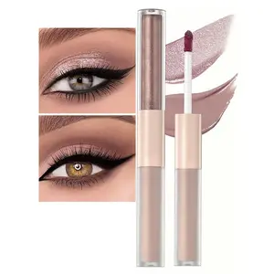 Rosy Brown Liquid Eyeshadow Matte Double Ended Glitter Eyeshadow Sticks Metallic Eyeshadow Pencil Primer Base Quick Drying Waterproof Long Lasting Highlight Stick Shadow Pen Eye Makeup (#1) springtok