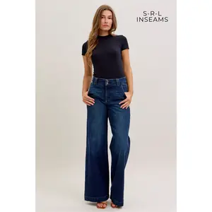 Judy Blue High Waist Trouser Wide Leg Denim Jeans 82678 - 3 Inseam Options