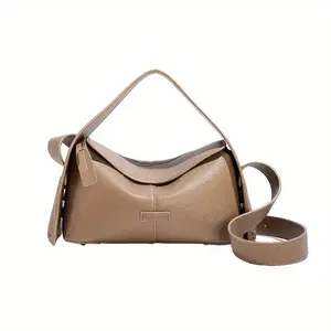 Ladies' leather crossbody handbag with brim design and gold hardware - zipper closure, structured handbag or crossbody bag, suitable for commuting, work, formal occasions - durable and easy to clean wallet, ladies' luxury bag, mini handbag