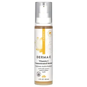 DERMA E Vitamin C Concentrated Serum, Hyaluronic Acid Probiotics, 2 fl oz (60 ml)