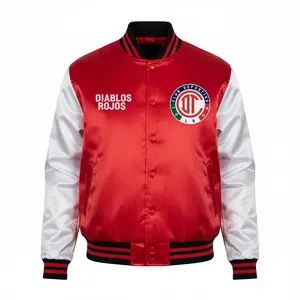 Toluca FC Red Devils Satin Varsity Jacket – Athleisure Street Fútbol Style