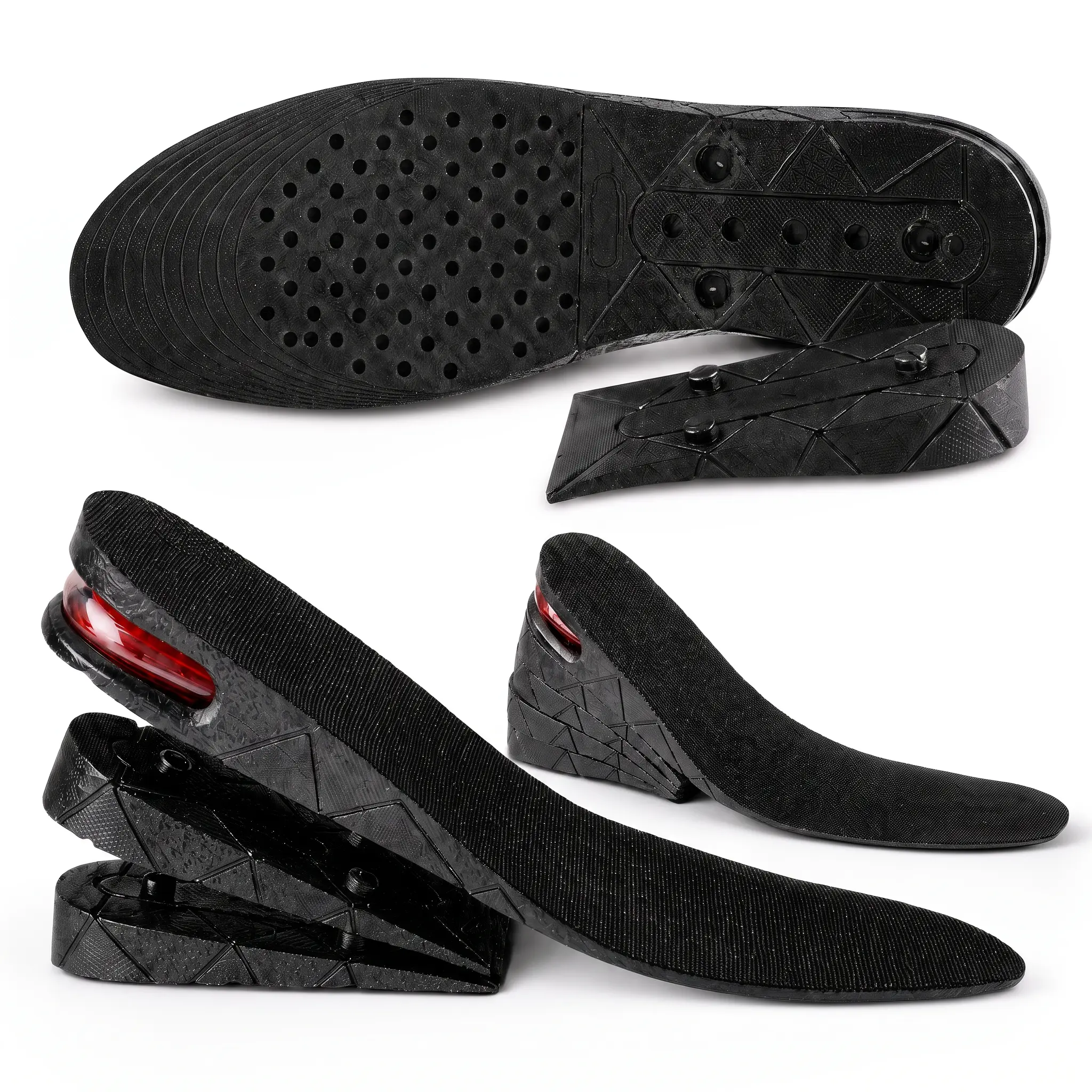 Height Increasing Insoles - Unisex Adjustable Layered Heel Lift Inserts with Air Cushion, Breathable 3-Layer Full Insole for Male, Female Daily Wear (All Seasons)