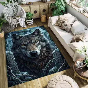 Shadow of the Wolf in the Dark Forest Stylish and creative printed rugs, hallway/balcony rugs, bathroom/entrance doormats, home décor, living room/bedside rugs, Halloween/Christmas/birthday gifts.