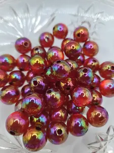 15MM Red wine colored beads, uv iridescent coating Acrylic