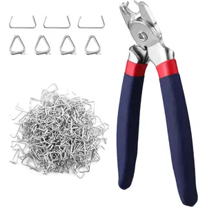 Bent Hog Ring Pliers with 500 count 3/4" Hog Rings, Galvanized Steel Hog Rings  for Furniture Upholstery, Auto Upholstery, Plastic Meat & Sausage Casings