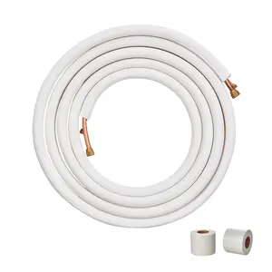 VEVOR 25FT Mini Split Line Set,  1/4" & 3/8" O.D Copper Pipes Tubing and Triple-Layer Insulation, for Mini Split Air Conditioning Refrigerant or Heating Pump Equipment & HVAC with Wrapping Strips.