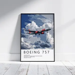 Boeing 757 Aviation Poster, Airline Art For Pilots, Plane Poster Decor, Ideal Gifts Aviation Enthusiasts