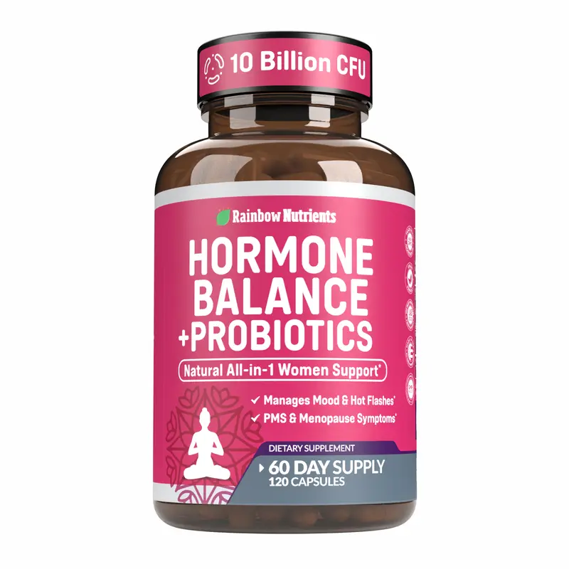 Rainbow Nutrients Women's Balance + Probiotics 10B CFU Vegan Capsules - Lab Tested, All-in-1 Supplement for Daily, pH, Flora, Hormonal Health - Mood Boost, Digestive Health, Energy Balance Support - 120 Count, Non-GMO, All-Natural