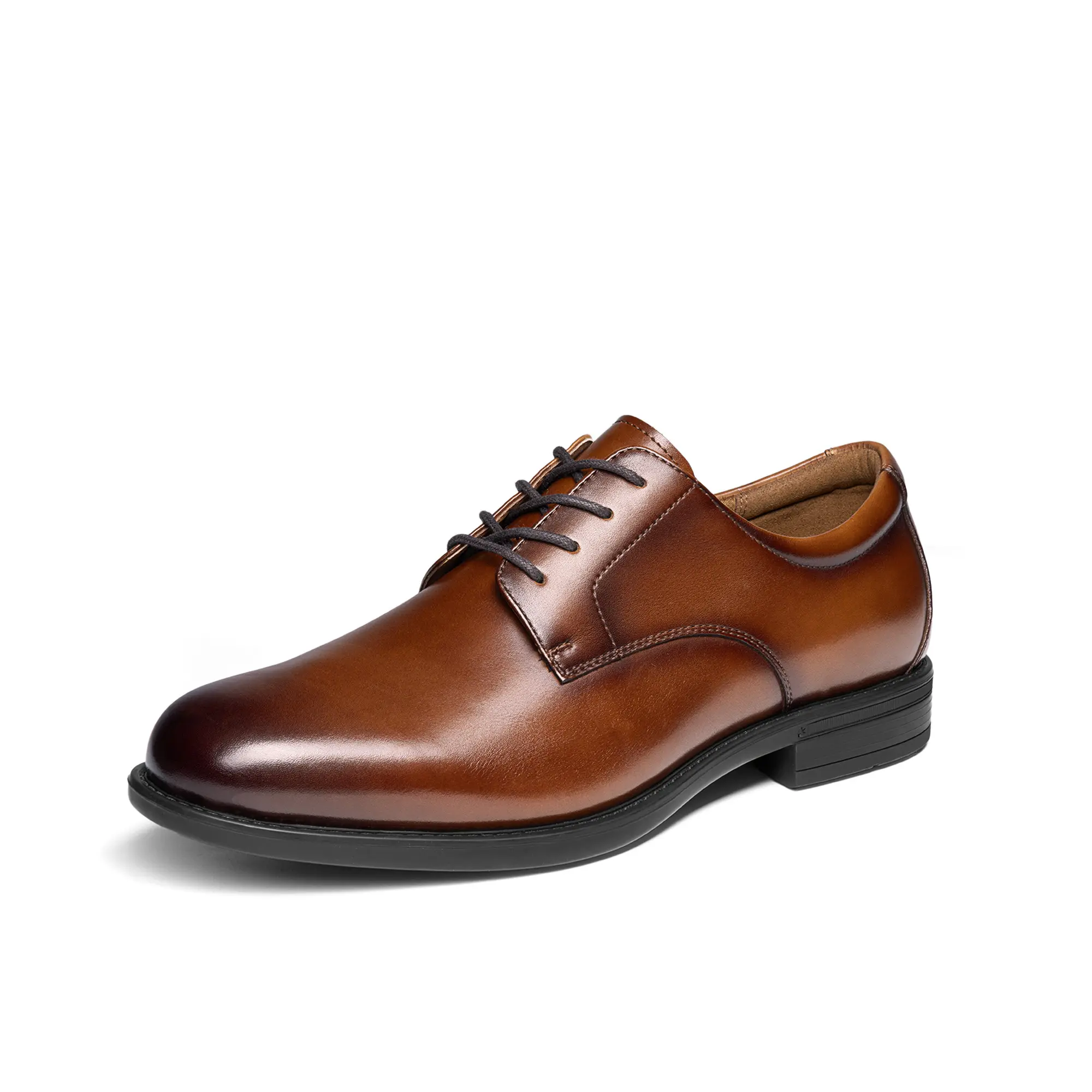 【BRUNO MARC Anniversary】 Men's Brown Closed Full-Grain Oxford Dress Shoes - Premium Formal, Low-Cut, Classy, Simple, 0 Break-In Comfort Footwear for Work, Office, Brown Dress Shoes
