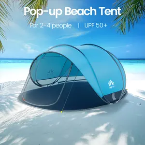 Night Cat UPF 50+ Pop-Up Beach Tent for 2-4 Persons - Easy Setup, Portable Sunshade Shelter 285 x 200 x 115 cm with Mesh Panels & Storage Pockets - Ideal for Family Beach Outings & Picnics tiktokshopspringglowup summervibes,