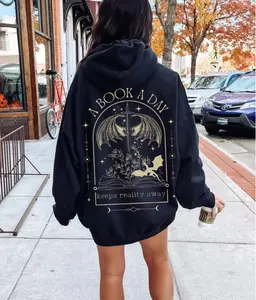 A Book a Day Dragon Hoodie, Bookish Sweatshirt, Book Club Hoodie, Fantasy Book Merch, Gift for Reader, Fantasy Book Lover, Front Back Hoodie Casual Printed