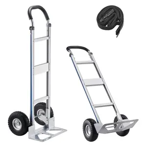 VEVOR Hand Truck, 500 lbs Load Capacity, Heavy-Duty Hand Truck Dolly with Non-Slip Wheels Handle, Aluminum Alloy Portable Trolley Dolly with Tie-down Strap for Moving Home, Office, Warehouse
