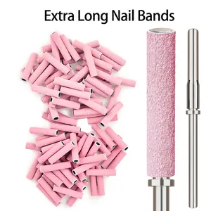 Maryton Extra Long Sanding Bands for Nail Drill - Medium/Fine Grit with Spring Mandrel | Extended Length Nail Tool | USA Stock